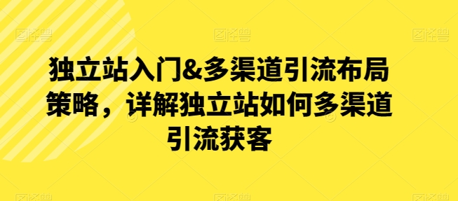 优乐出海独立站入门&多渠道引流布局策略，详解独立站如何多渠道引流获客