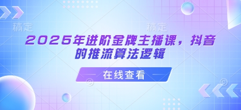 谢大嘴2025年进阶金牌主播课,抖音的推流算法逻辑