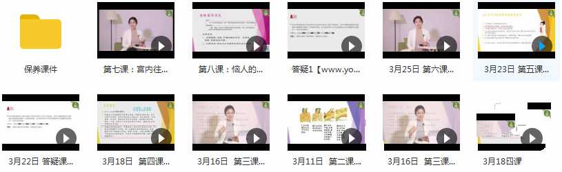 30+岁女人保养视频教程（高老师 10集）