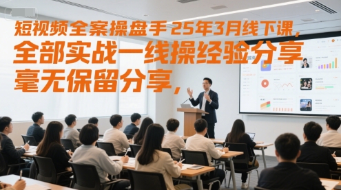 短视频全案操盘手25年3月线下课，全部实战一线操盘手经验分享，毫无保留分享，全是干货