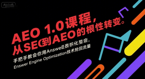大卫AEO 1.0 课程,从SEO到AE0的基命性转变,手把手教会你用AnswerEngineOptimization技术抢回流量