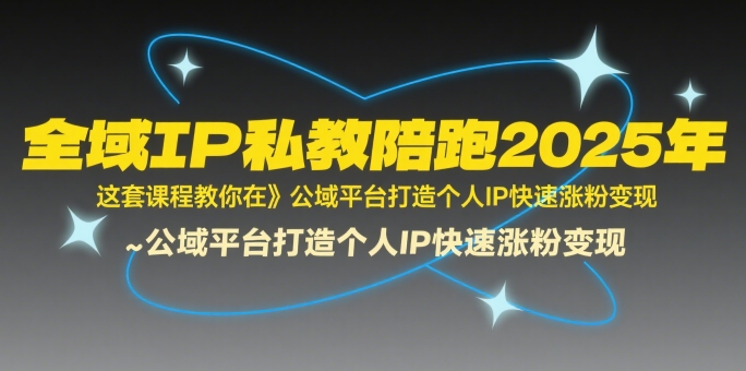 全域IP私教陪跑2025年，这套课程教你在公域平台打造个人IP快速涨粉变现