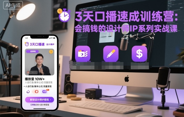 实战IP口播训练：三天设计师IP系列课程速成训练营插图