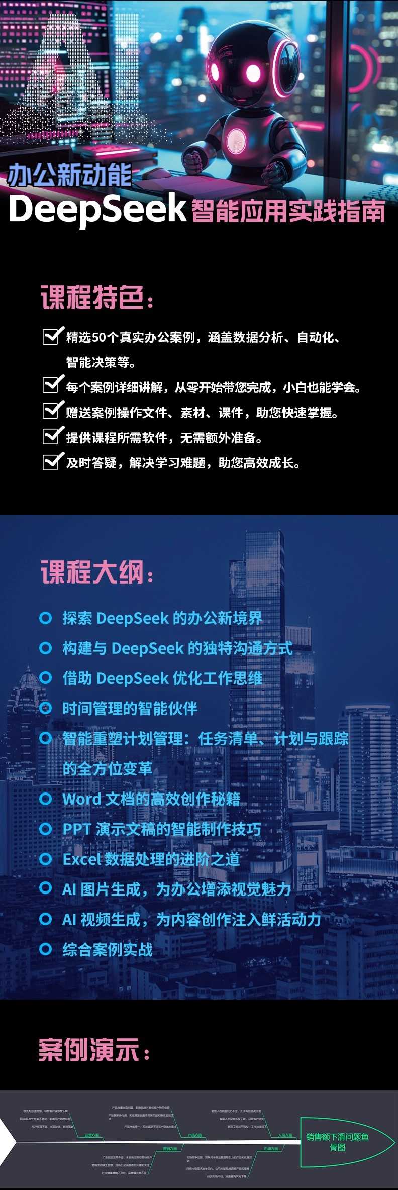 AI办公新动能:DeepSeek智能应用案例实战指南289元