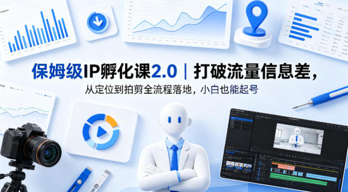 保姆级IP孵化课2.0打破流量信息差，从定位到拍剪全流程落地，小白也能起号