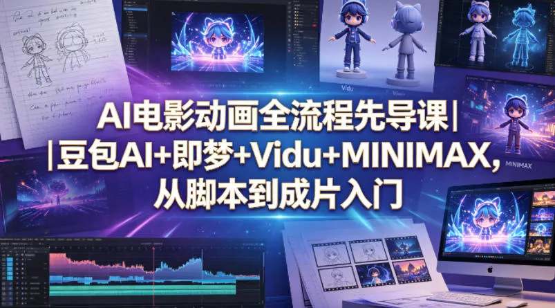 AI电影动画全流程先导课豆包AI+即梦+Vidu+MINIMAX