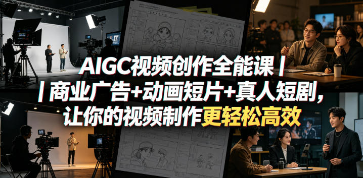 AIGC视频创作全能课商业广告+动画短片+真人短剧，让你的视频制作更轻松高效