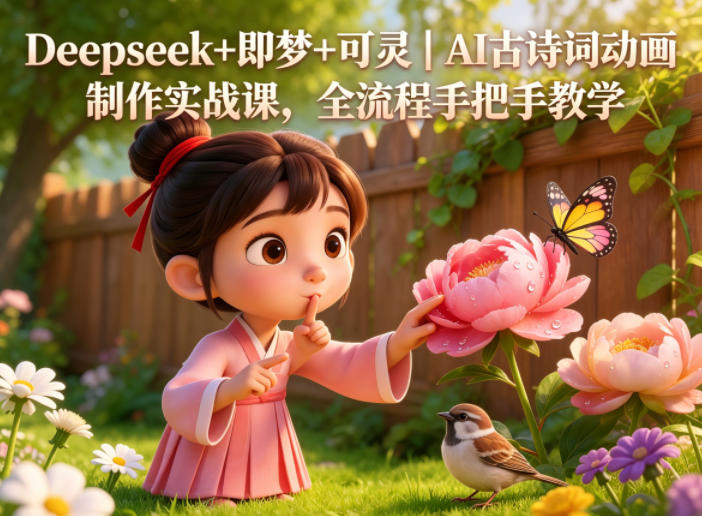 Deepseek+即梦+可灵AI古诗词动画制作实战课，全流程手把手教学