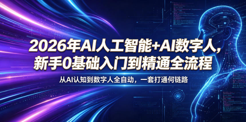 2026年AI人工智能+AI数字人,新手0基础入门到精通全流程