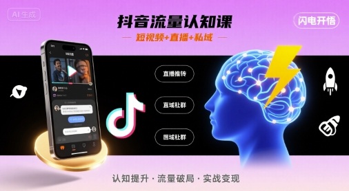 文涛老师-抖音流量认知课,短视频+直播+私域,认知提升,闪电开悟
