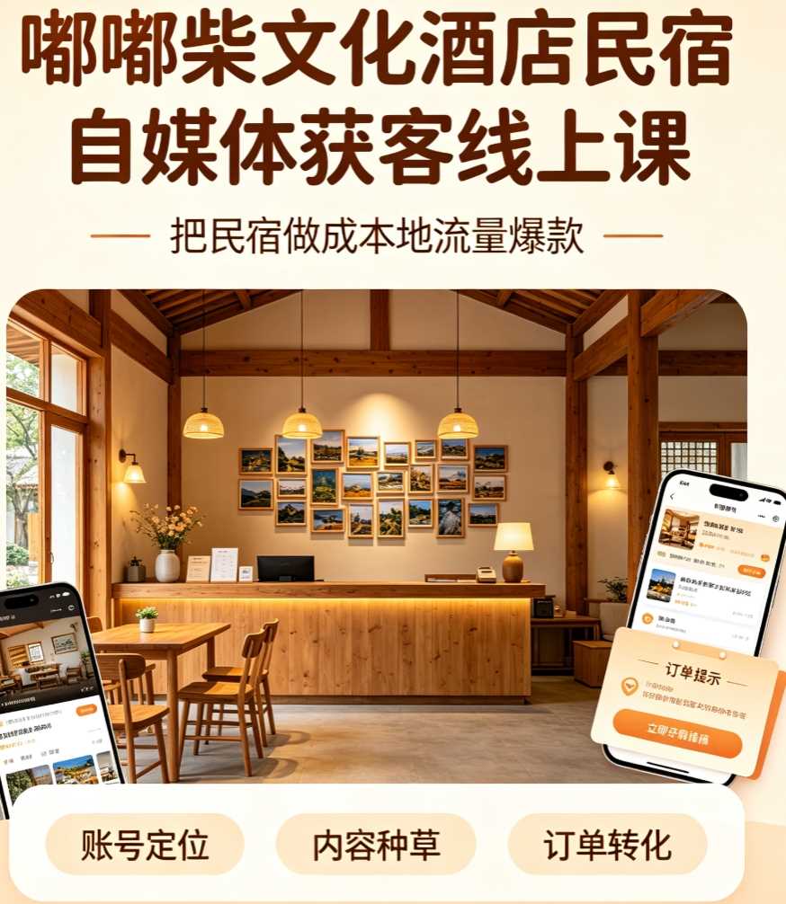 嘟嘟柴文化酒店民宿自媒体获客线上课
