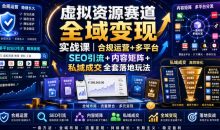 虚拟资源赛道全域变现实战课｜合规运营+多平台SEO引流+内容矩阵+私域成交全套落地玩法