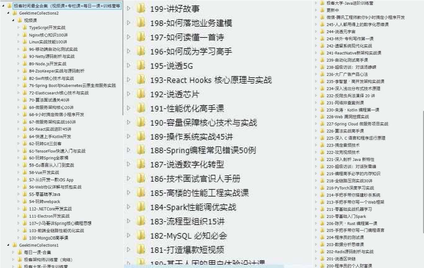 极客时间最全合集（视频课+专栏课+每日一课+训练营等