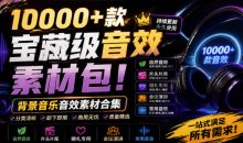 宝藏级音效素材包10000+款背景音乐音效合集，自然片头婚礼会议常用音效包，分类清晰