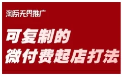 淘宝可复制的微付费起店打法,带你掌握可复制的微付费起店打法