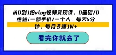 从0到1拍vlog视频变现课,0基础/0经验/一部手机/一个人,每天5分钟,每月多赚1W+