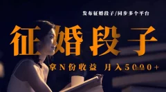 发布征婚段子,同步多个平台,拿N份收益,月入5k(揭密)