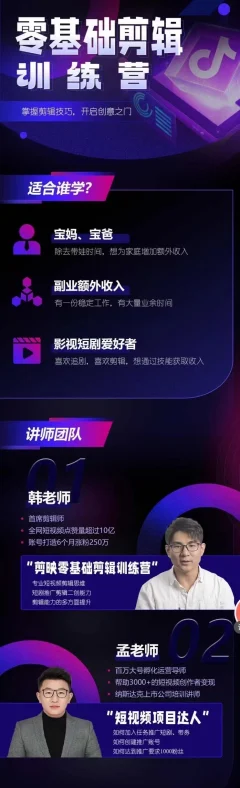 2024短剧剪辑师训练营,短剧达人训练营,适合宝爸宝妈的0基础剪辑训练营