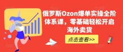 俄罗斯Ozon爆单实操全阶体系课,零基础轻松开启海外卖货