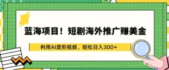 蓝海项目!短剧海外推广赚美金,利用AI混剪视频,轻松日入300+揭秘