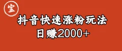 宝哥私藏·抖音快速起号涨粉玩法(4天涨粉1千)(日赚2000+)【揭秘】