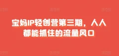 宝妈IP轻创营第三期,人人都能抓住的流量风口