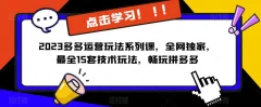 2023拼多多运营玩法系列课,全网独家,最全15套技术玩法,畅玩拼多多