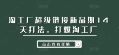 淘工厂超级链接新品期14天打法,打爆淘工厂