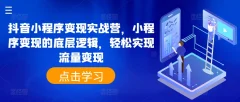 抖音小程序变现实战营,小程序变现的底层逻辑,轻松实现流量变现