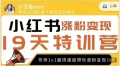 艾敏19天小红书涨粉变现特训营-第7期,快速学会小红书涨粉,月入十万轻松变现!