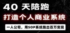40天商业系统陪跑一人公司,用SOP系统跑出百W变现