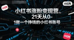 柒七小红书涨粉变现营,21天从0-1做一个挣钱的小红书账号