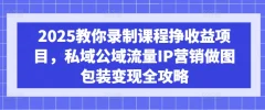 2025教你录制课程挣收益项目,私域公域流量IP营销做图包装变现全攻略