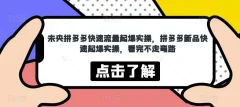 未央拼多多快速流量起爆实操,拼多多新品快速起爆实操,看完不走弯路