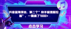 抖音蓝海项目,第二个“快手极速版拉新”,一周搞了7000+【揭秘】