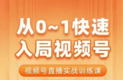 陈厂长·从0-1快速入局视频号课程,视频号直播实战训练课