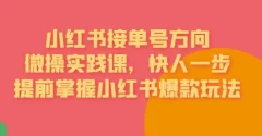 接单号方向·小红书微操实践课,快人一步,提前掌握小红书爆款玩法