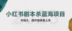 拆解小红书蓝海赛道:剧本杀副业项目,玩法思路一条龙分享给你【1节视频】