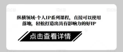 纵横领域·个人IP系列课程,直接可以使用落地,轻松打造出具有影响力的好IP