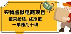 东哲日记:全网首创实物虚拟电商项目,速来捡钱,成本低,一单赚几十块!