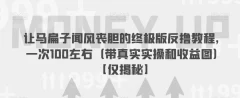 让马扁子闻风丧胆的终极版反撸教程,一次100左右(带真实实操和收益图)