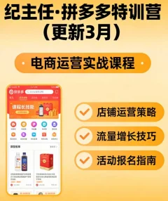 纪主任·拼多多特训营(更新7月)跟着学,少走弯路,轻松搞定拼多多运营。
