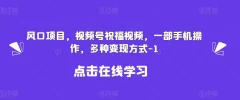 新风口项目,视频号祝福视频,一部手机操作,多种变现方式
