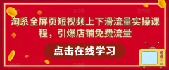 淘系全屏页短视频上下滑流量实操课程,引爆店铺免费流量