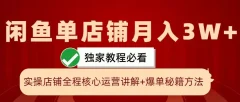 闲鱼单店铺月入3W+实操展示,爆单核心秘籍,一学就会【揭秘】