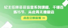 纪主任拼多多运营系列课程,千锤百炼15节,从此再无难做店