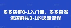 多多店群0-1入门课,多多自然流店群从0-1的思路流程