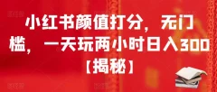 小红书颜值打分,无门槛,一天玩两小时日入300+【揭秘】