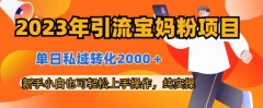 2023年引流宝妈粉项目,单日私域转化2000+,新手小白也可轻松上手操作,纯实操