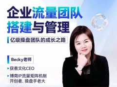 Becky·企业流量团队搭建与管理,掌握企业入局短视频的思维,亿级操盘手成功之路
